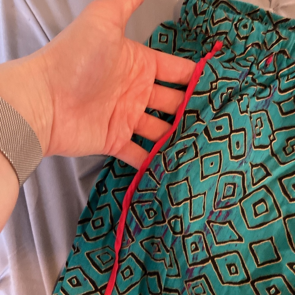 Anthropologie Hei Hei Geometric Drawstring Jogger Pants Teal Coral Boho 🌴 - Picture 4 of 7